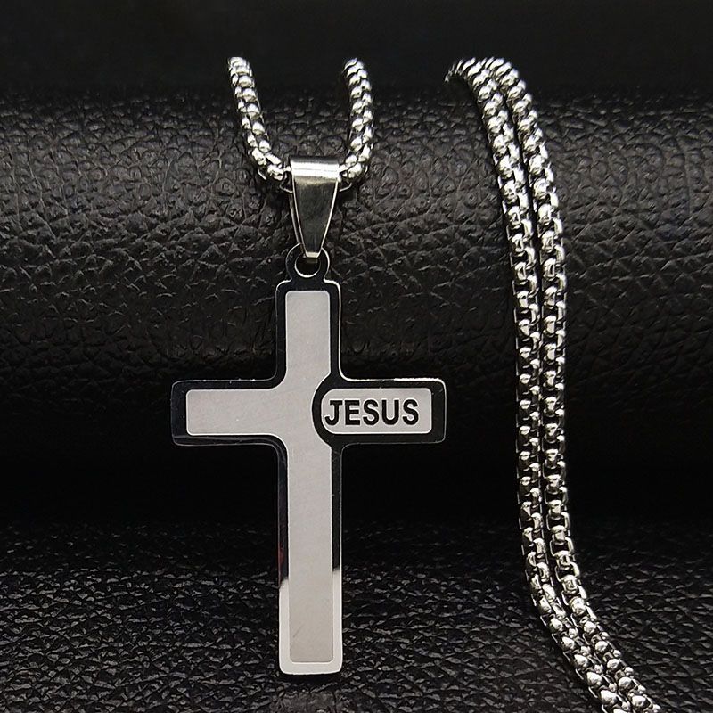 Fashion Simple Stainless Steel fashion Gold Plated Chains Cross Pendants Necklaces With Steel Cross Pendants