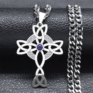 Hollow out The symbol Gothic Celtic Pendant Necklace Stainless steel Witches Knot Necklace Jewelry Cross