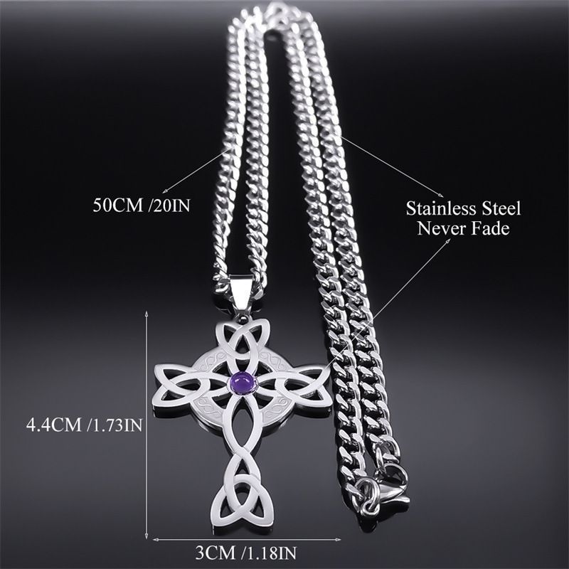 Hollow out The symbol Gothic Celtic Pendant Necklace Stainless steel Witches Knot Necklace Jewelry Cross