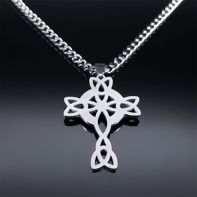 Hollow out The symbol Gothic Celtic Pendant Necklace Stainless steel Witches Knot Necklace Jewelry Cross