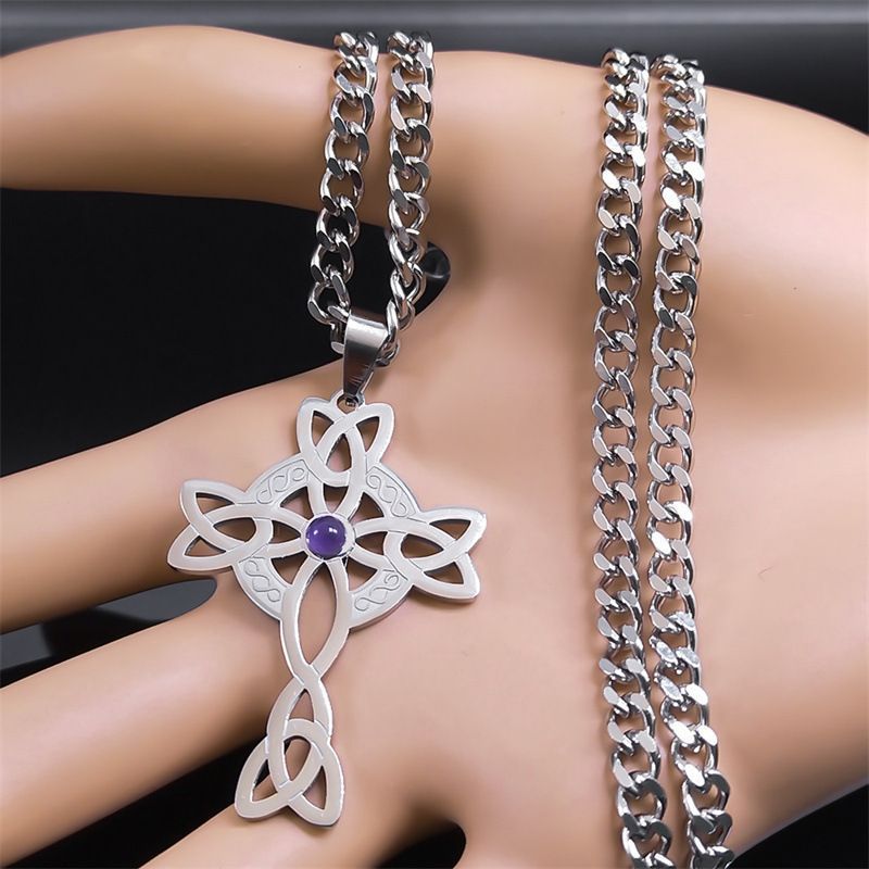 Hollow out The symbol Gothic Celtic Pendant Necklace Stainless steel Witches Knot Necklace Jewelry Cross