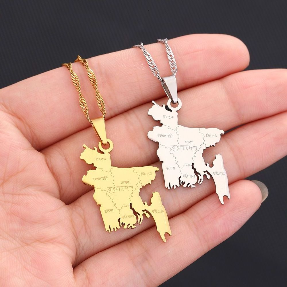 Purchase Bangladesh map necklace Necklace  or Map Pendant Jewelry Stainless Steel Chain wholesale