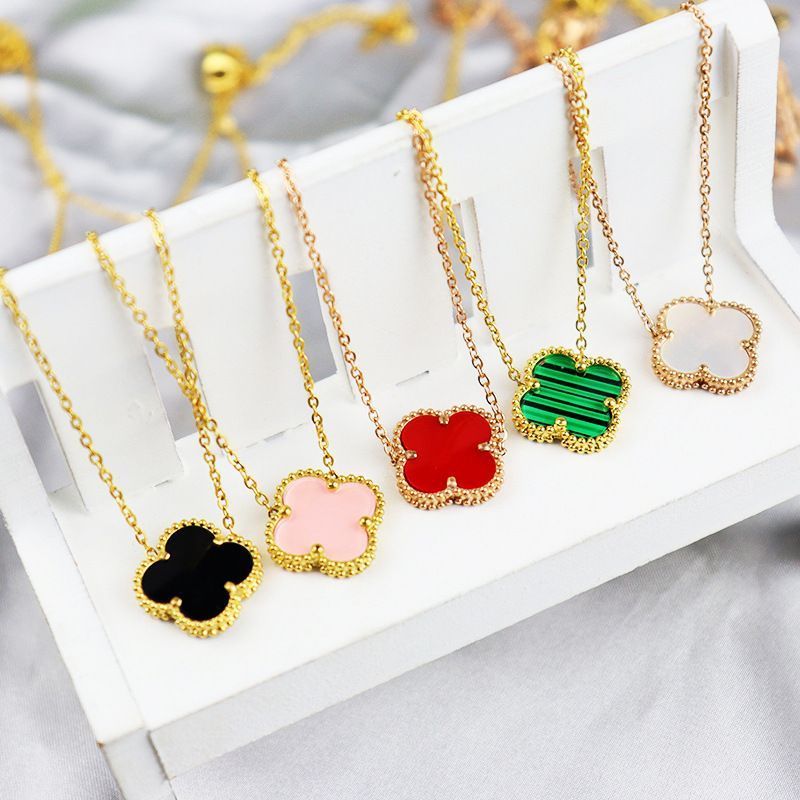 Fashion Stainless Steel Good luck necklace for women Four-leaf clover Necklace Gold Plate jewelry