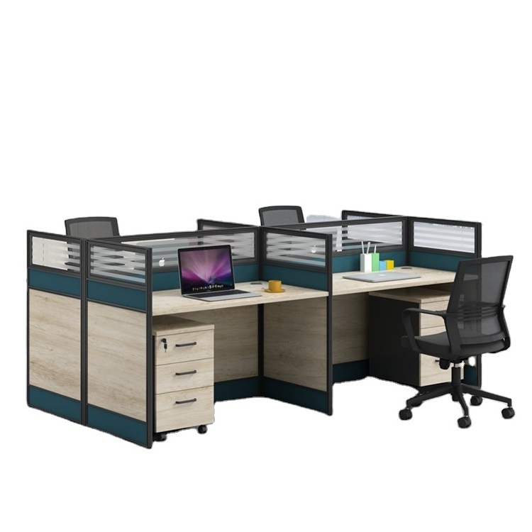 Best selling modern cubicle modular 8 men office workstation with divider screen 4 office desk