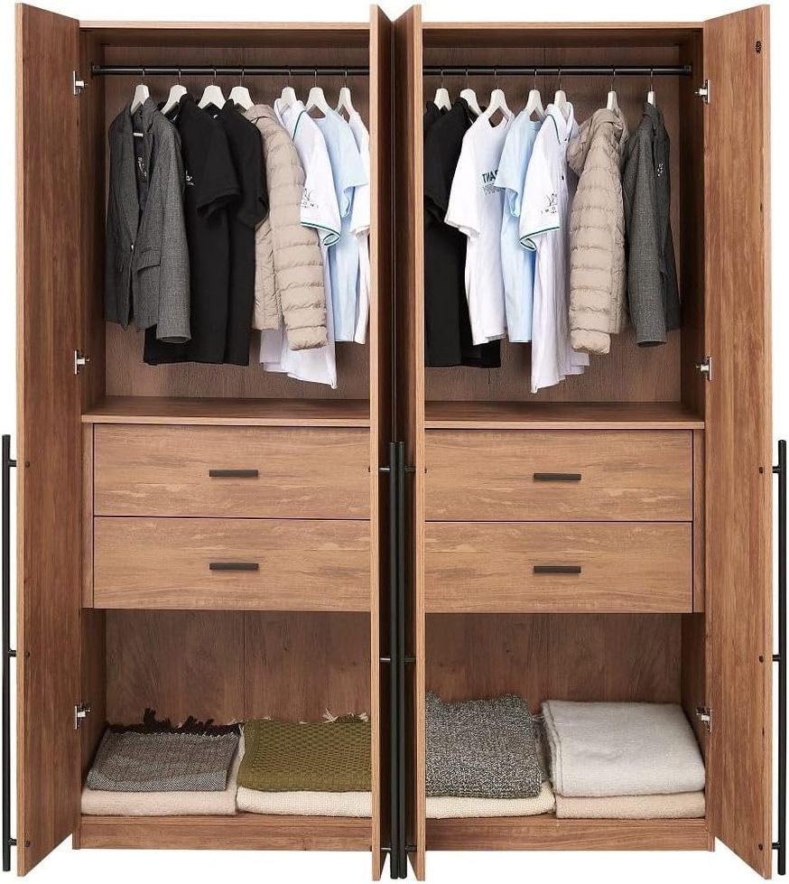 Wooden Wardrobe Cabinet Clothes Closet Drawer Bedroom Armoire Organizer Big Closet  wardrobe closet for hanging clothes