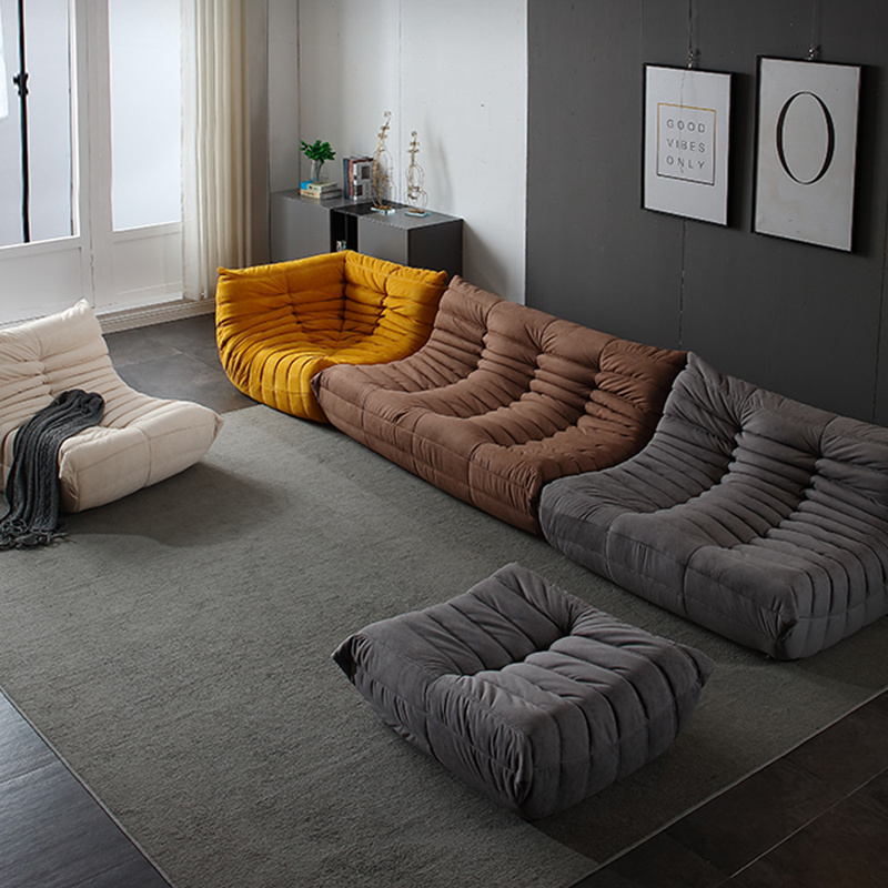 Nordic Living Room Modern Couch Light Luxury Leather Sponge Sofa Green Corner Velvet Lazy Floor Sofa 3 Seats Fabric sofa