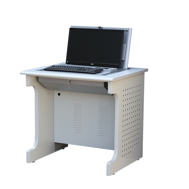 School Computer Table 2 3 Monitor Set in Flip Computer Desk with Lockable Hidden LCD Monitor holder and CPU holder