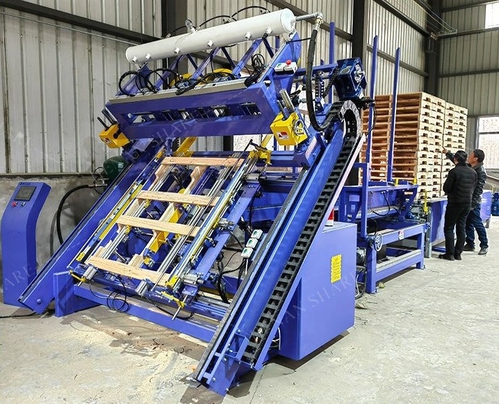 Euro Block Wood Pallet Automatic Production Line Wooden Pallet Nailing Machine