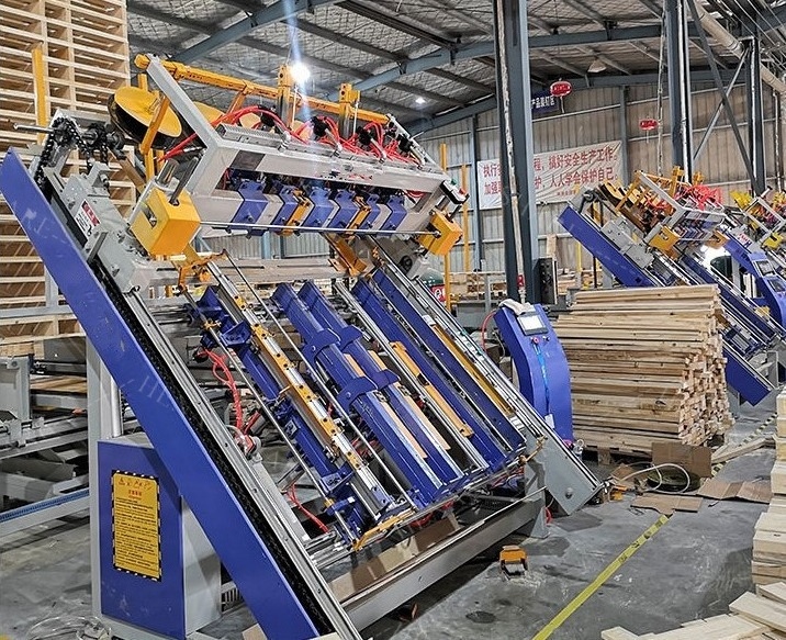 Euro Block Wood Pallet Automatic Production Line Wooden Pallet Nailing Machine