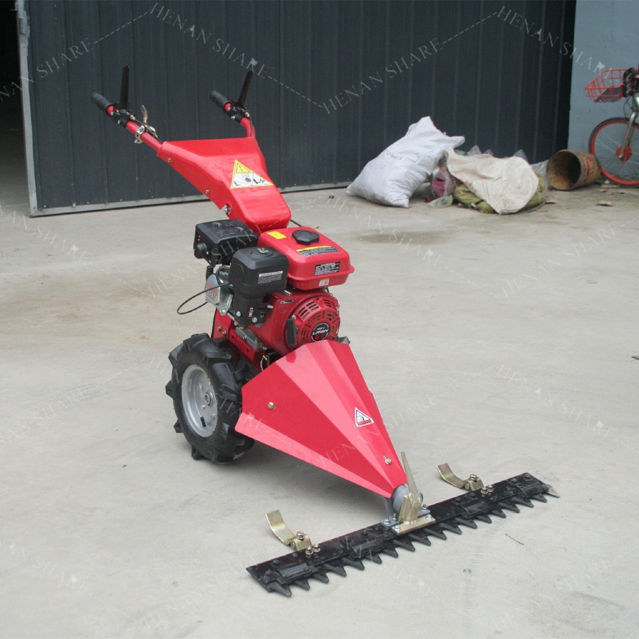 Walk behind sickle bar mower 2 wheel 52cc brush grass cutter