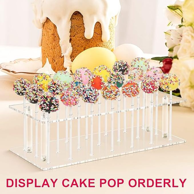 2 Pack Clear Acrylic Cake Pop Display Stand 21 Holes Lollipop Holder for Weddings/Birthday Parties/Stores/Halloween/Christmas