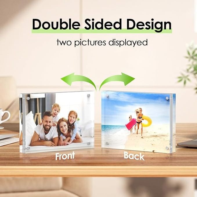 4x6 Clear Acrylic Picture Frame, Transparent Double-Sided Photo Frame with Magnetic Corners for Table/Desk/Exhibition