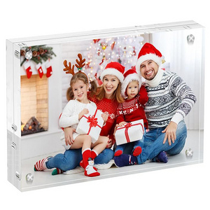 4x6 Clear Acrylic Picture Frame, Transparent Double-Sided Photo Frame with Magnetic Corners for Table/Desk/Exhibition