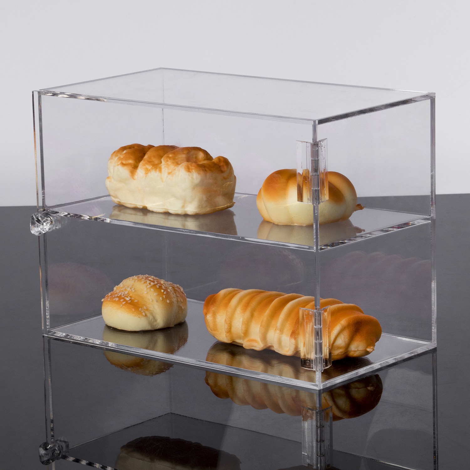 VONVIK Wholesale Two Tier Acrylic Bakery Bread Display Case With Crystal Door