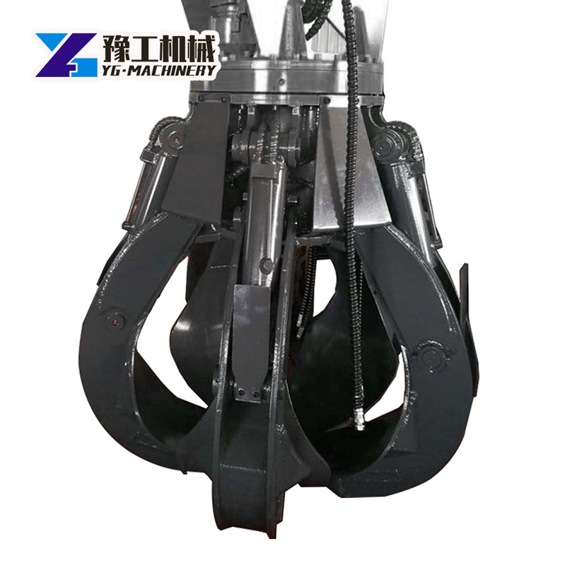 Excavator Attachments Rotator Grab Bucket Metal Claws Excavator Grab Stone Grapple Scrap WB Excavator Orange Peel Grapple