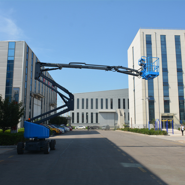 Industrial traction trailer mounted telescopic boom lift aerial platform used on construction vehicle