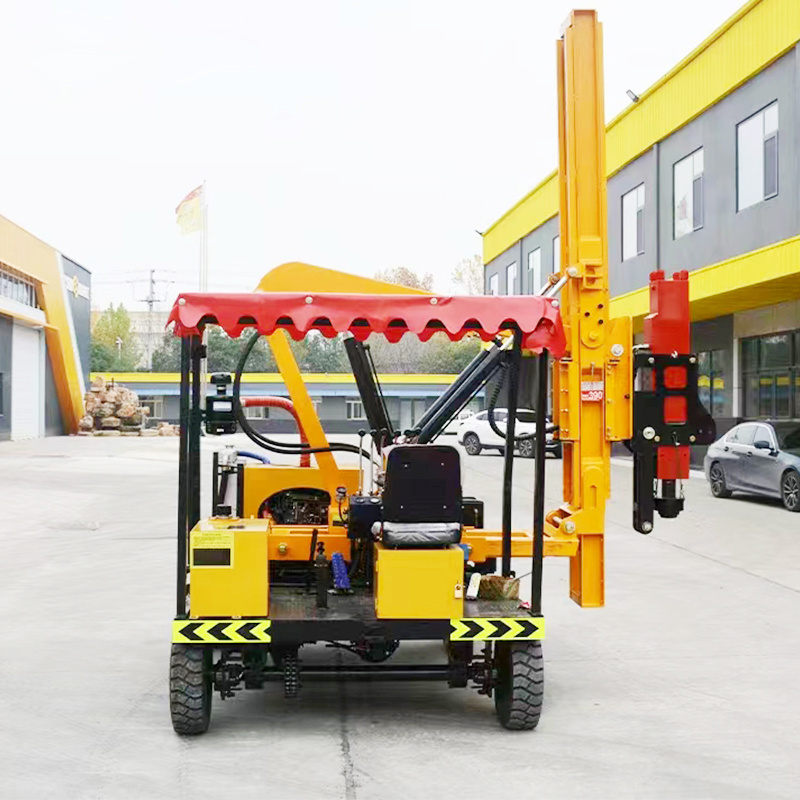 Yugong Mini Small Mobile Hydraulic Concrete Piling Guardrail Fence Post Pile Press Driver Driving Machine