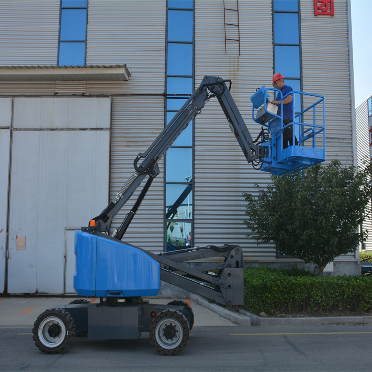 Industrial traction trailer mounted telescopic boom lift aerial platform used on construction vehicle