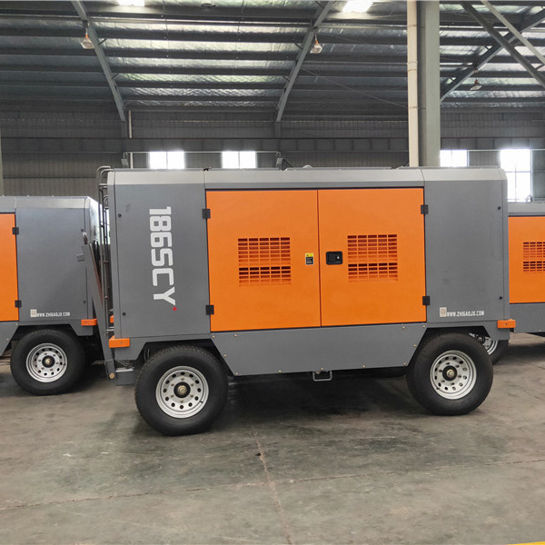 High Pressure Industrial 10 Bar 25 Bar 30 Bar Diesel Portable Screw Air Compressor With Wheels For Mining