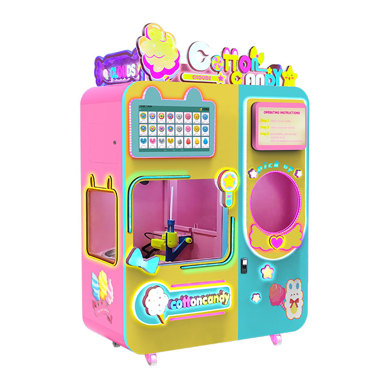 Space Saving Compact American Automatic Cotton Candy Vending Machine