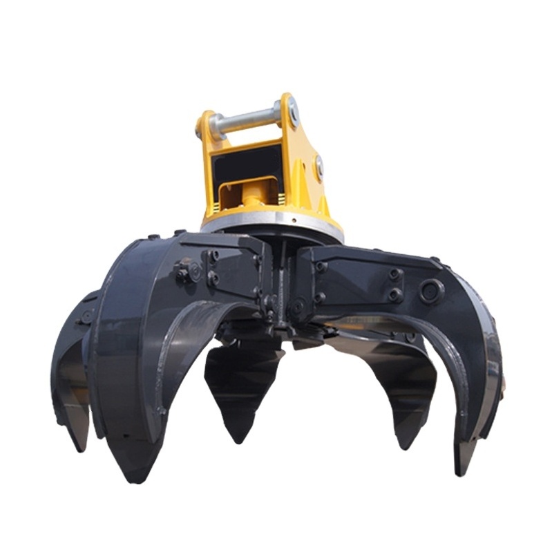 Excavator Attachments Rotator Grab Bucket Metal Claws Excavator Grab Stone Grapple Scrap WB Excavator Orange Peel Grapple