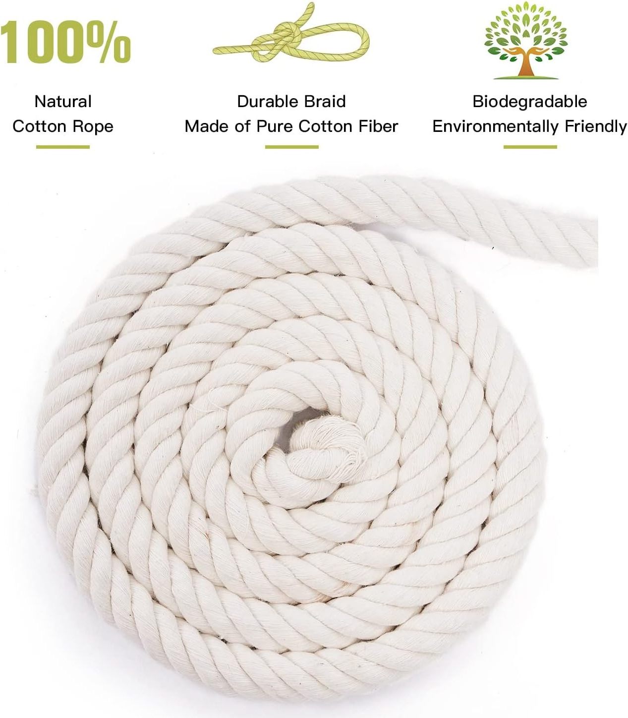 White Cotton Rope Natural Nautical Rope for Crafts, Decorations, Basket Making, Plant Hangers