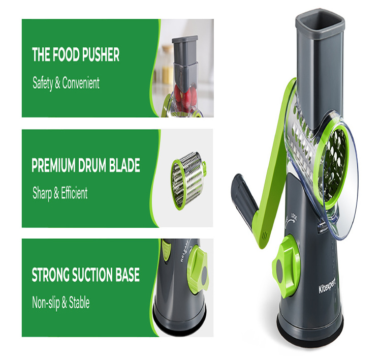 Multi-Function Round Shredder Chopper Manual Vegetable Cutter Tabletop Kitchen Fruit Vegetable Slicer Chopper Blades