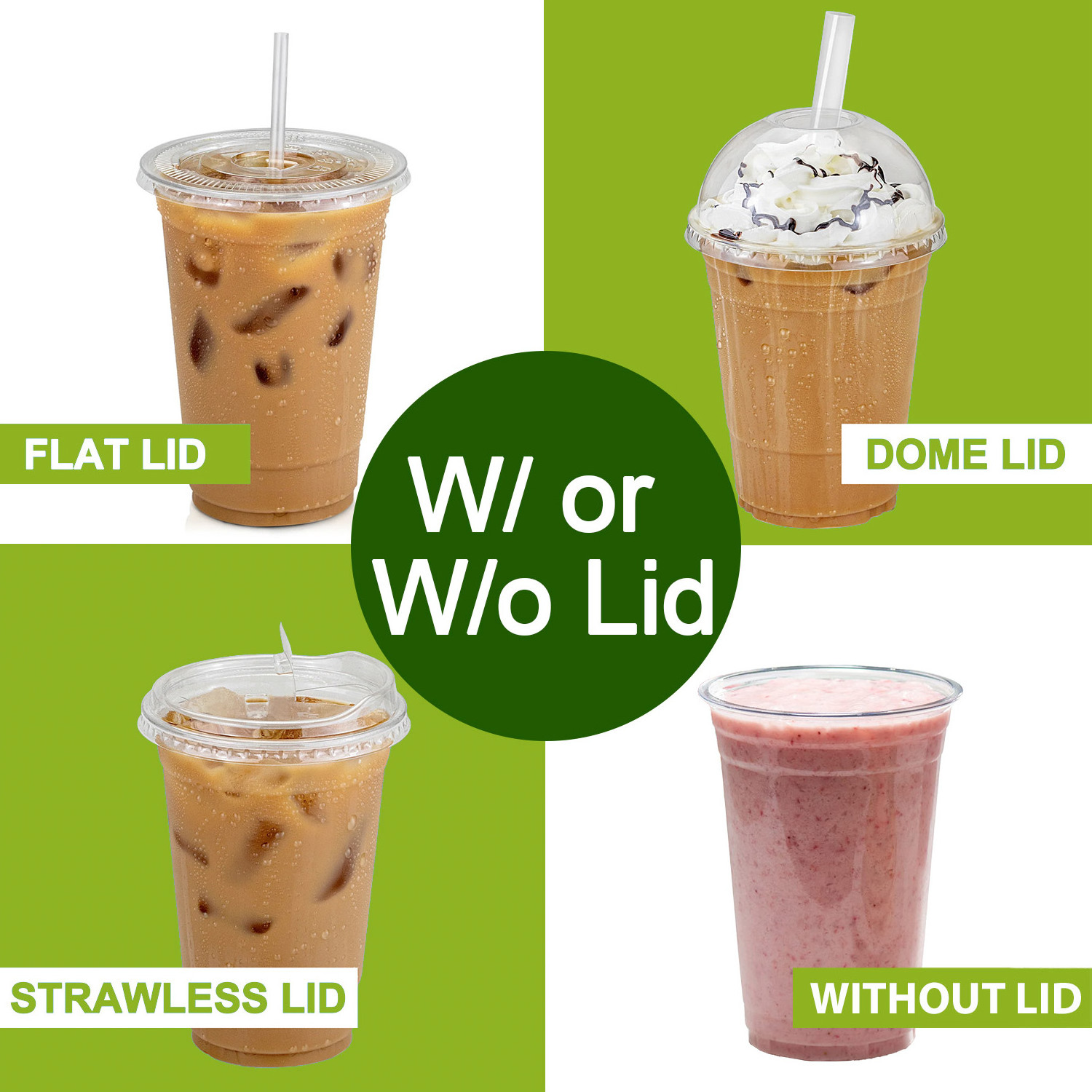 Disposable Plastic Cup with Lid Transparent Eco Custom Logo Printed Clear PP PET Customized Bubble Tea Cups