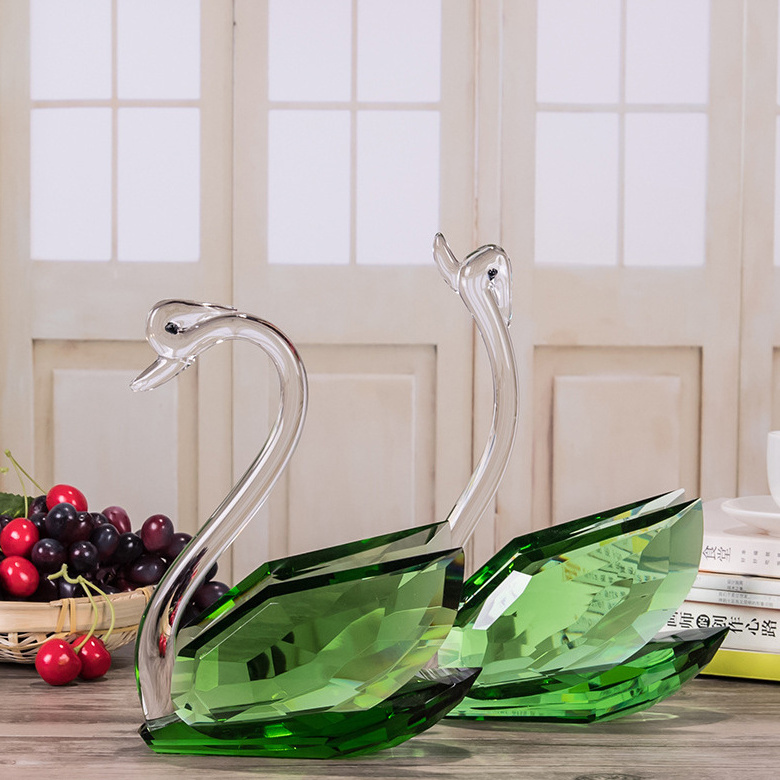 High Quality Crystal Swan Figurine Paperweight ,Glass Swan Collectible Statue for Table Centerpiece Ornament