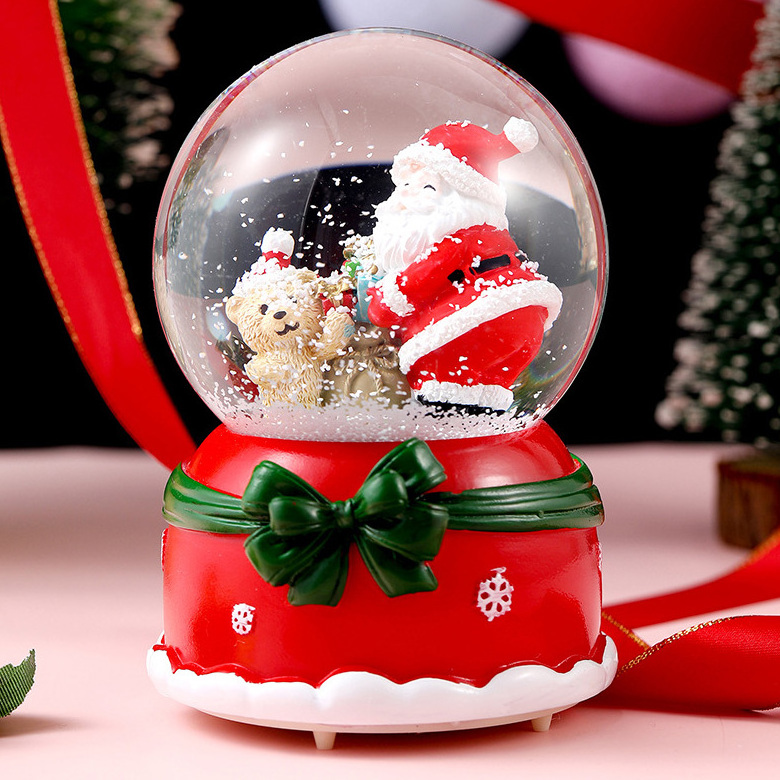 Snow Globes Merry Christmas Crystal Ball Music Box 2023 Glass Snow Globe Ornament for Sale