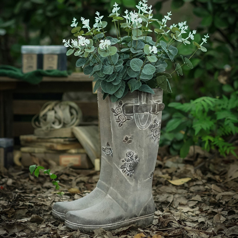 Cement Boots Umbrella Stand Gray Ceramic Beach Umbrella Holder