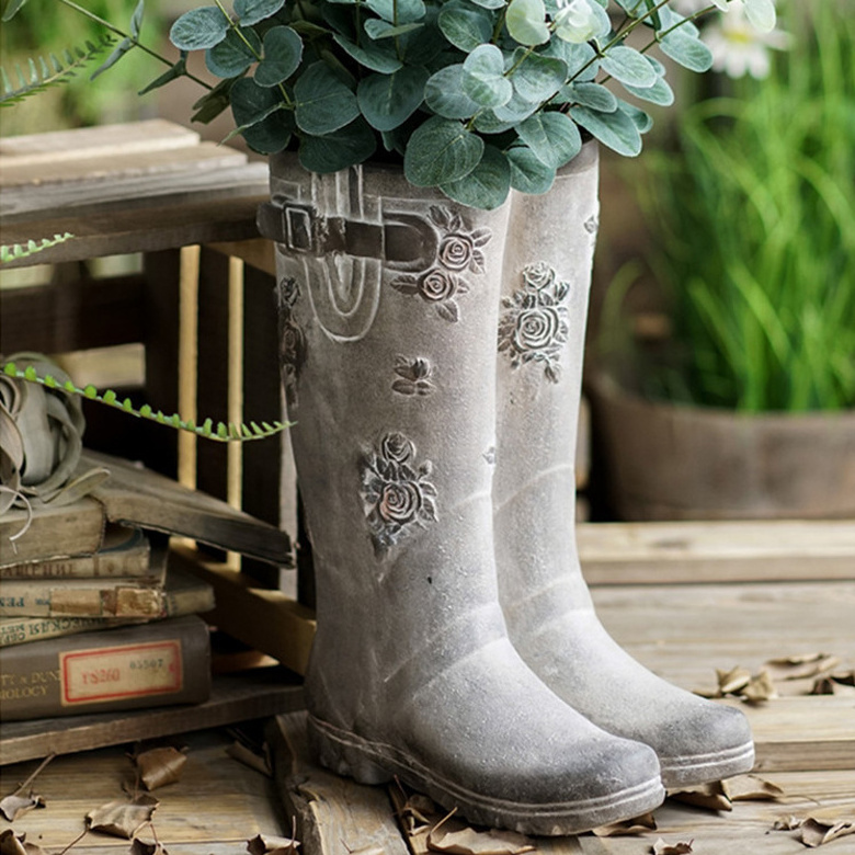 Cement Boots Umbrella Stand Gray Ceramic Beach Umbrella Holder