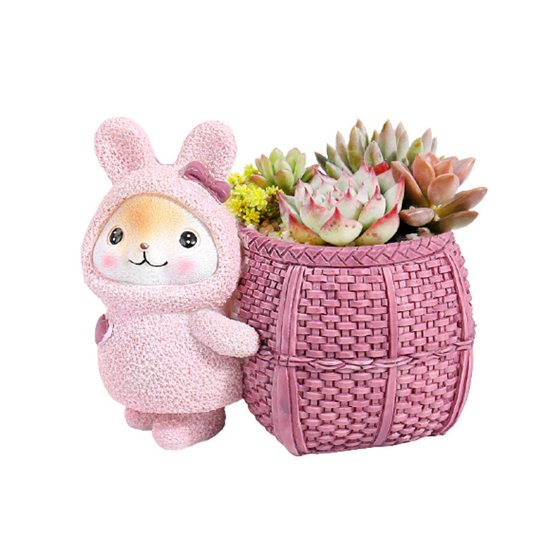 Creative Cat Flower Pot Resin Animal Pattern Succulent Plant Garden Vase For Home Decor