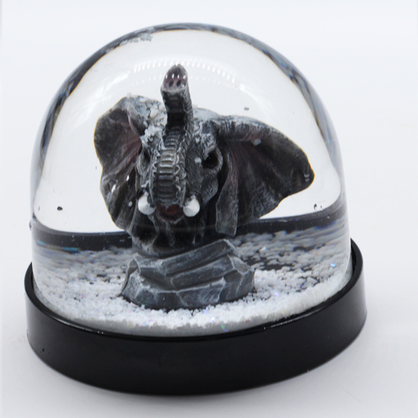 Home decor cute OEM wholesale resin elephant water ball ,custom plastic panda snow globe