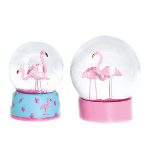 Pink Flamingos Snow Globe for Kids, Glitter Glass Snowglobes for Women Girls, Resin Snow Globes Home Office Table Decor Birthday