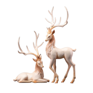 Custom Resin Animal Statues  Reindeer Figurines Couple Resin Deer Sculpture Animal Figurine For Home Decoration