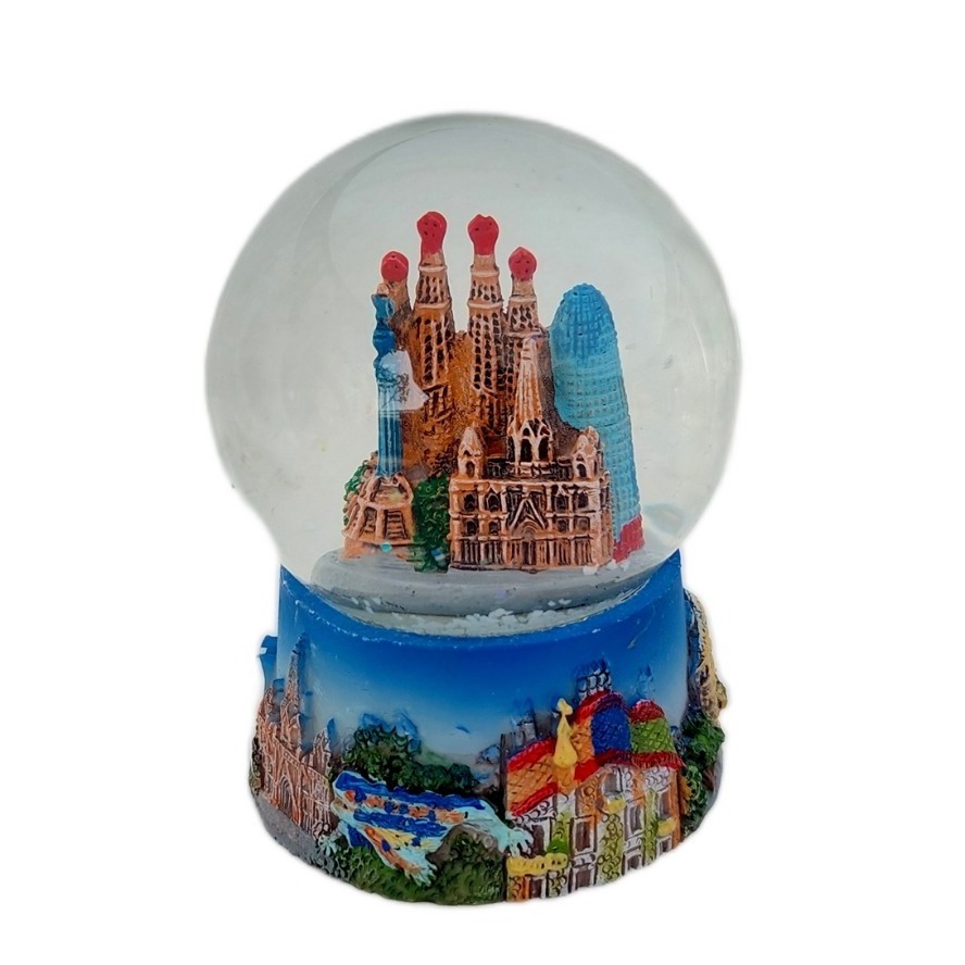 Wholesale Customized Spain Country Souvenir Snow Globe with Barcelona City Landmarks