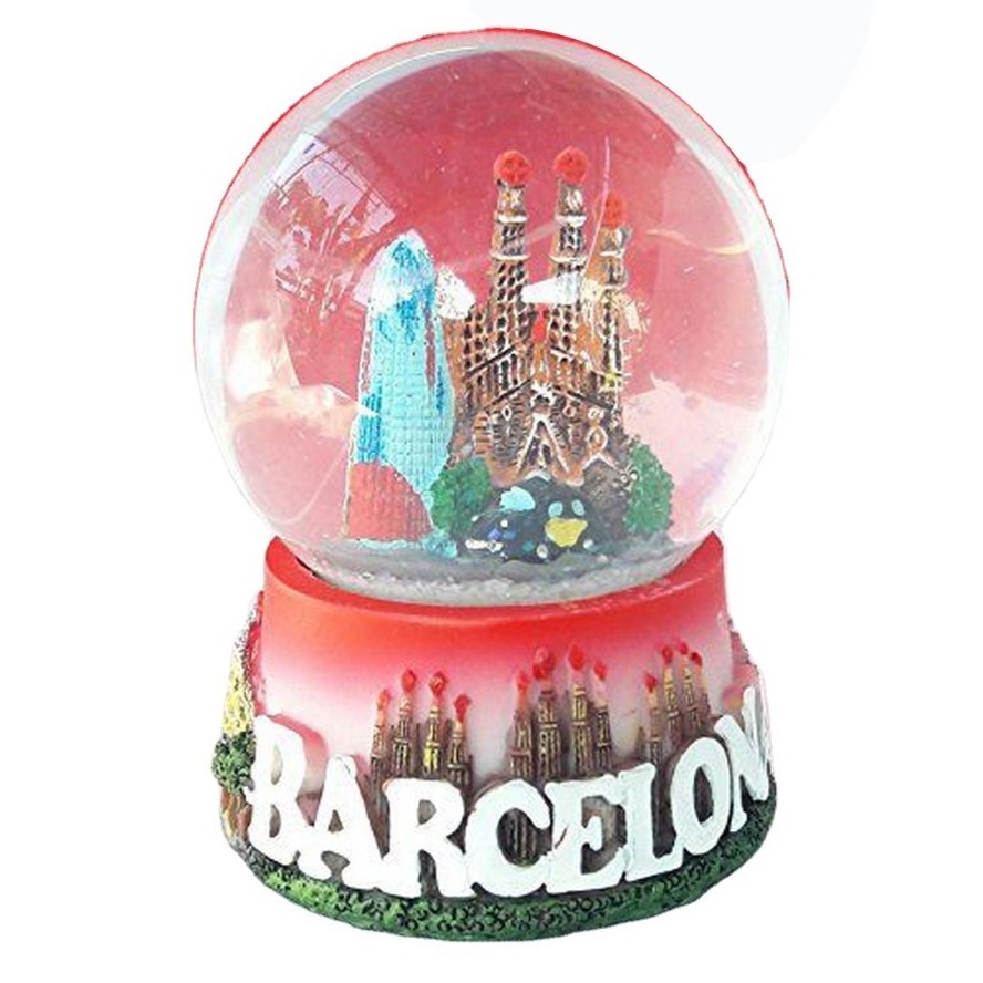 Wholesale Customized Spain Country Souvenir Snow Globe with Barcelona City Landmarks