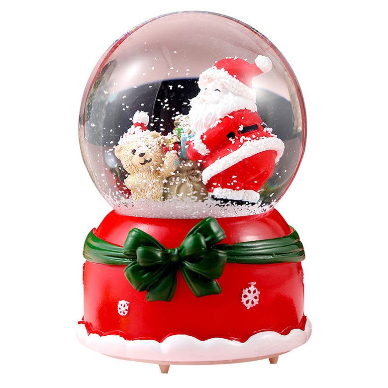 Snow Globes Merry Christmas Crystal Ball Music Box 2023 Glass Snow Globe Ornament for Sale