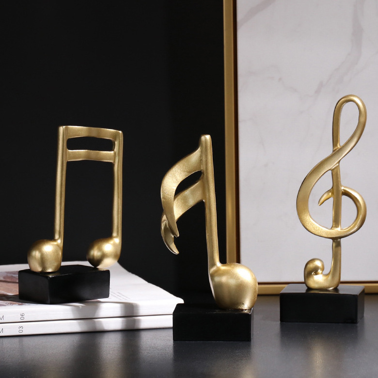 Set of 3 Resin Music Decor Sculpture Statue Resin Music Note Figurine For Home Piano Gifts Souvenirs Gift