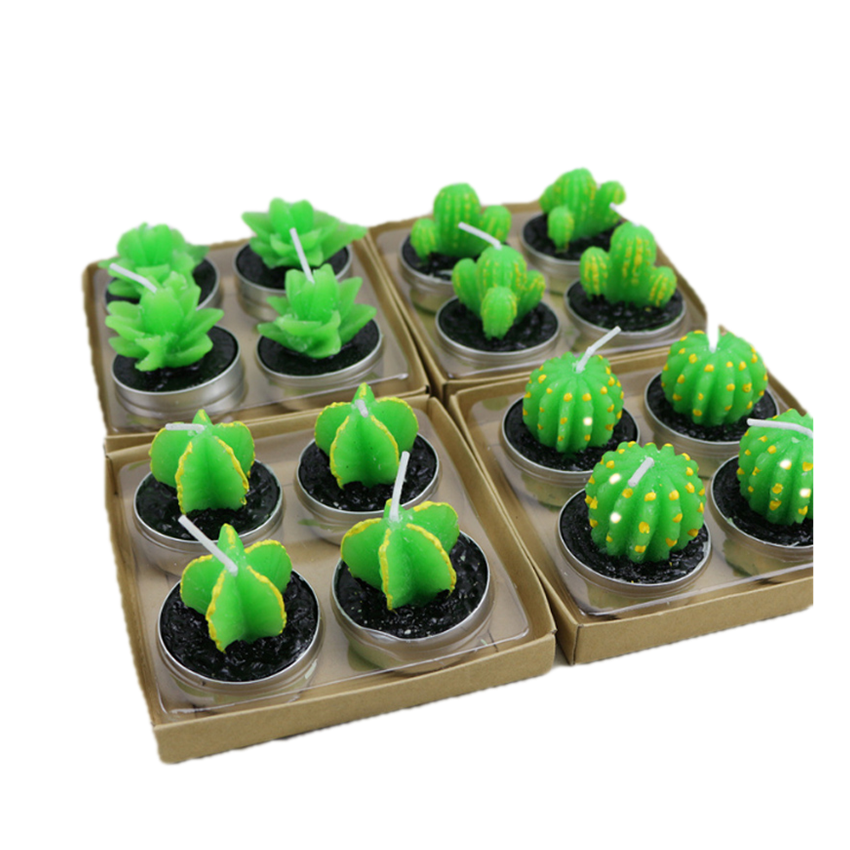 Mini Handmade custom delicate succulent cactus candles scented plant candle