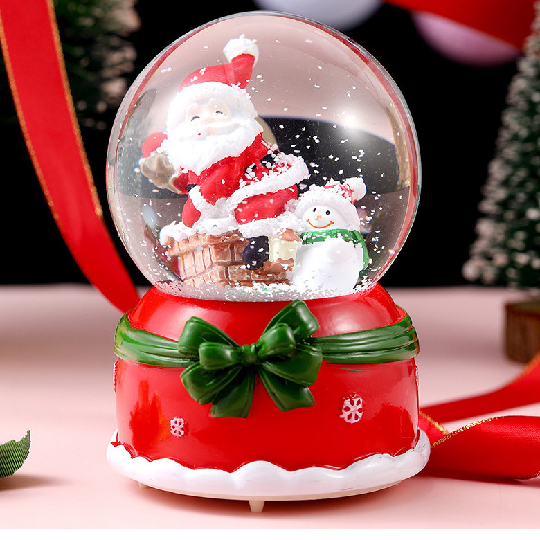 Snow Globes Merry Christmas Crystal Ball Music Box 2023 Glass Snow Globe Ornament for Sale