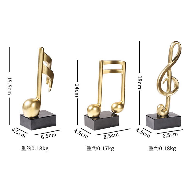 Set of 3 Resin Music Decor Sculpture Statue Resin Music Note Figurine For Home Piano Gifts Souvenirs Gift