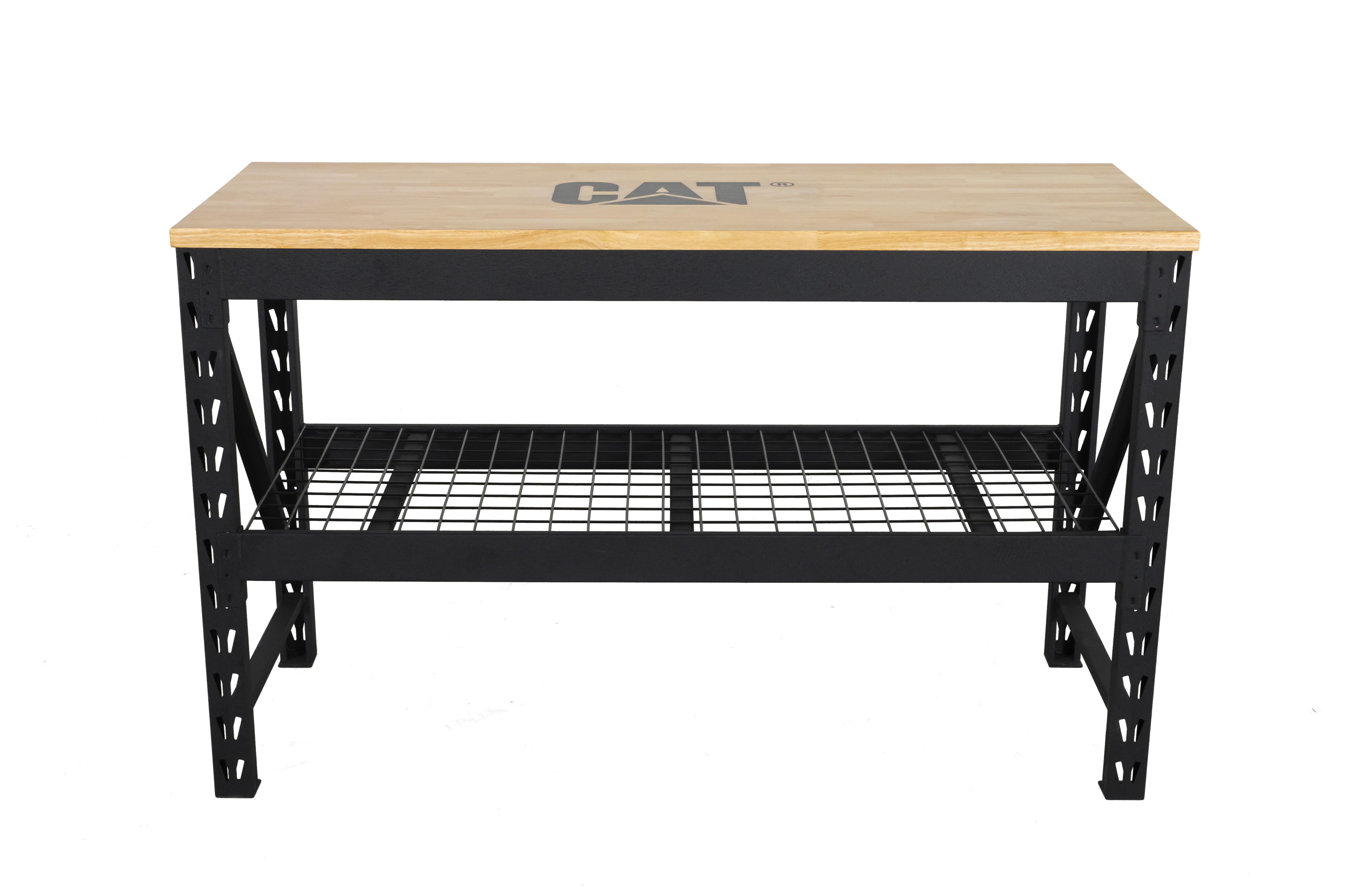 Hoifat Heavy Duty Steel Rubber Wooden Workbench with Wire Decking Shelving