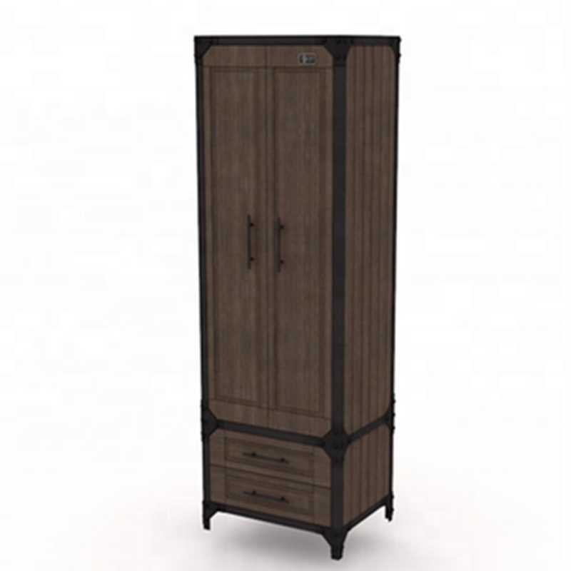 72 inch 2-drawer wardrobe living room garage office use closet metal frame welded wood surface storage locker