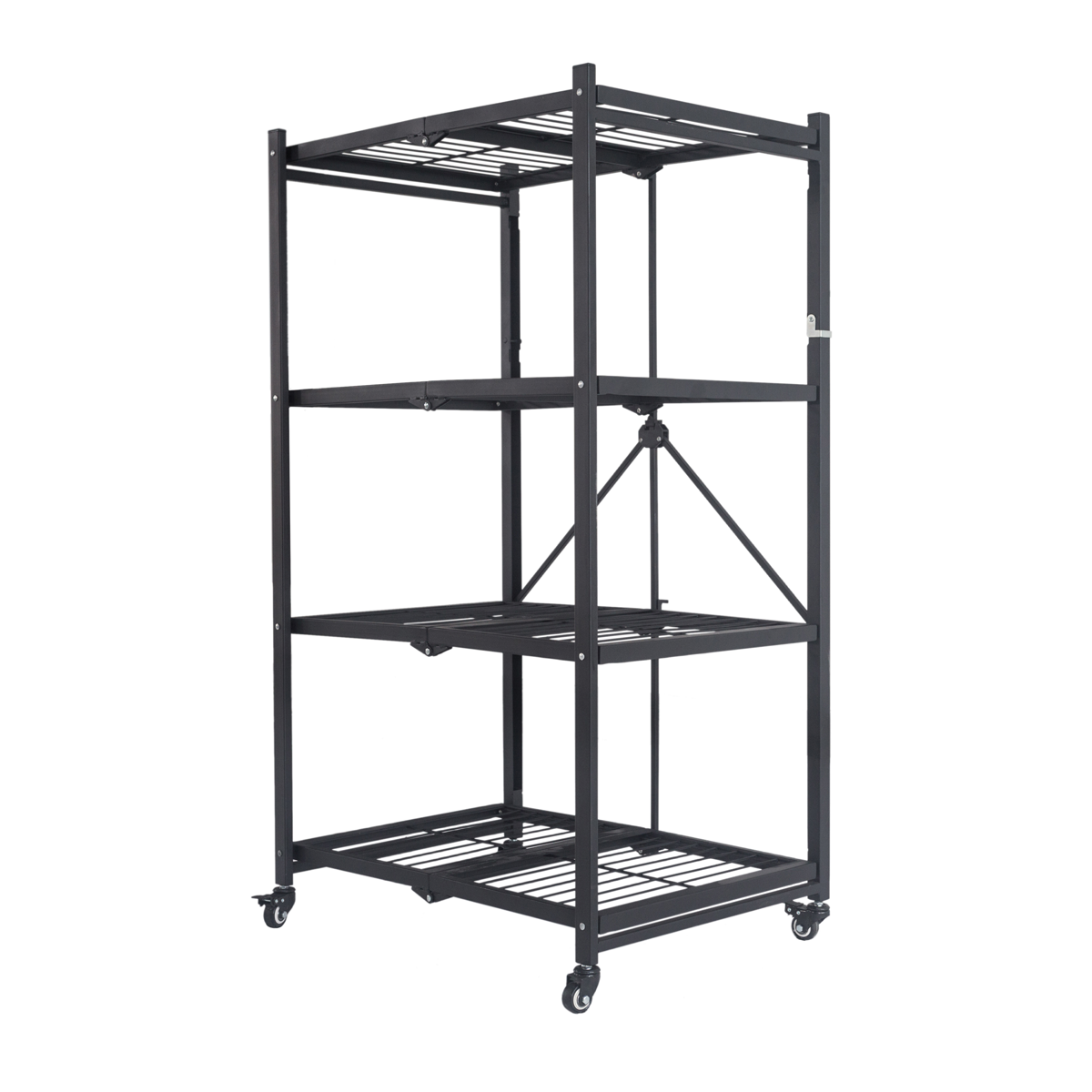 Hoifat Rolling Collapsible Steel 4-Tier Shelving Rack