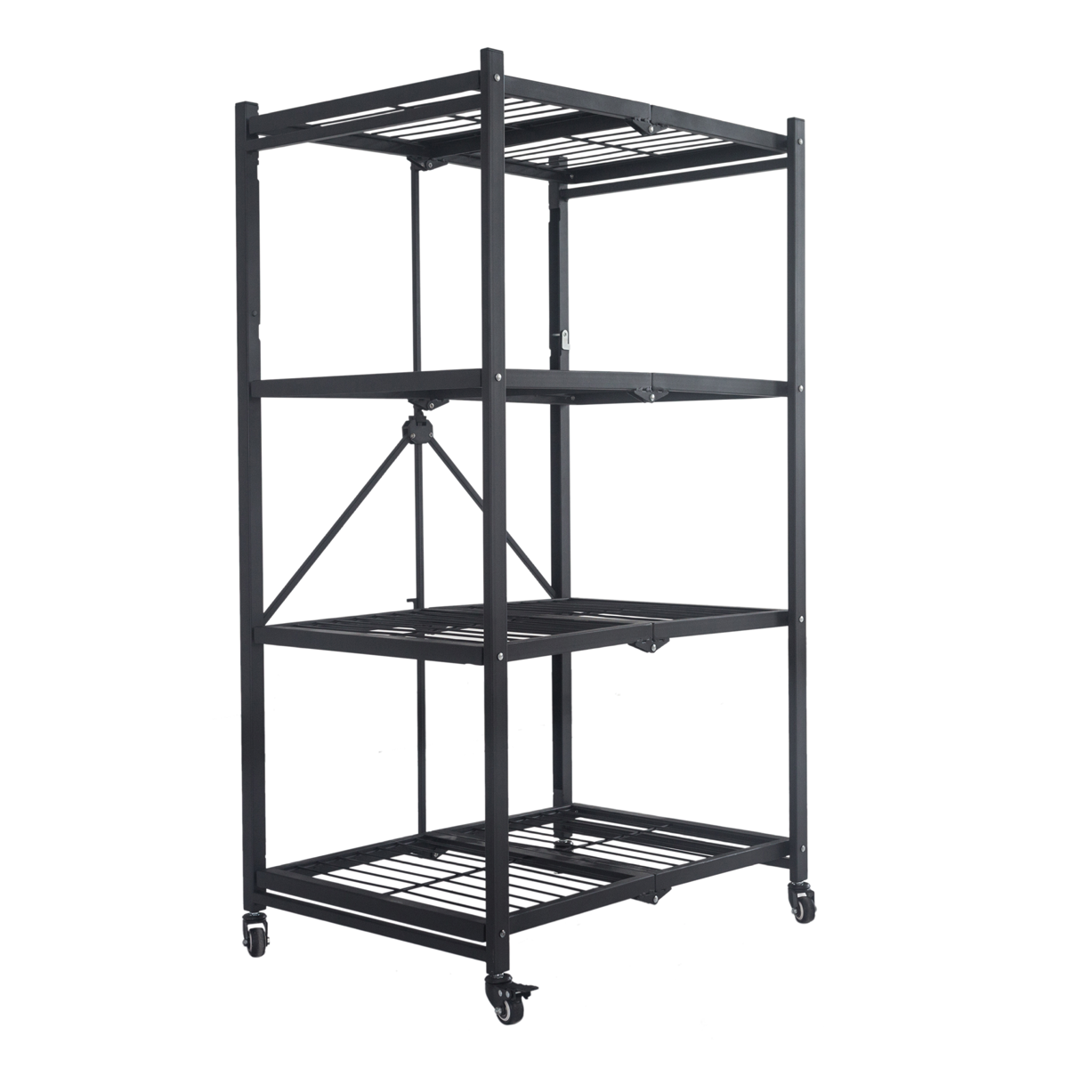 Hoifat Rolling Collapsible Steel 4-Tier Shelving Rack