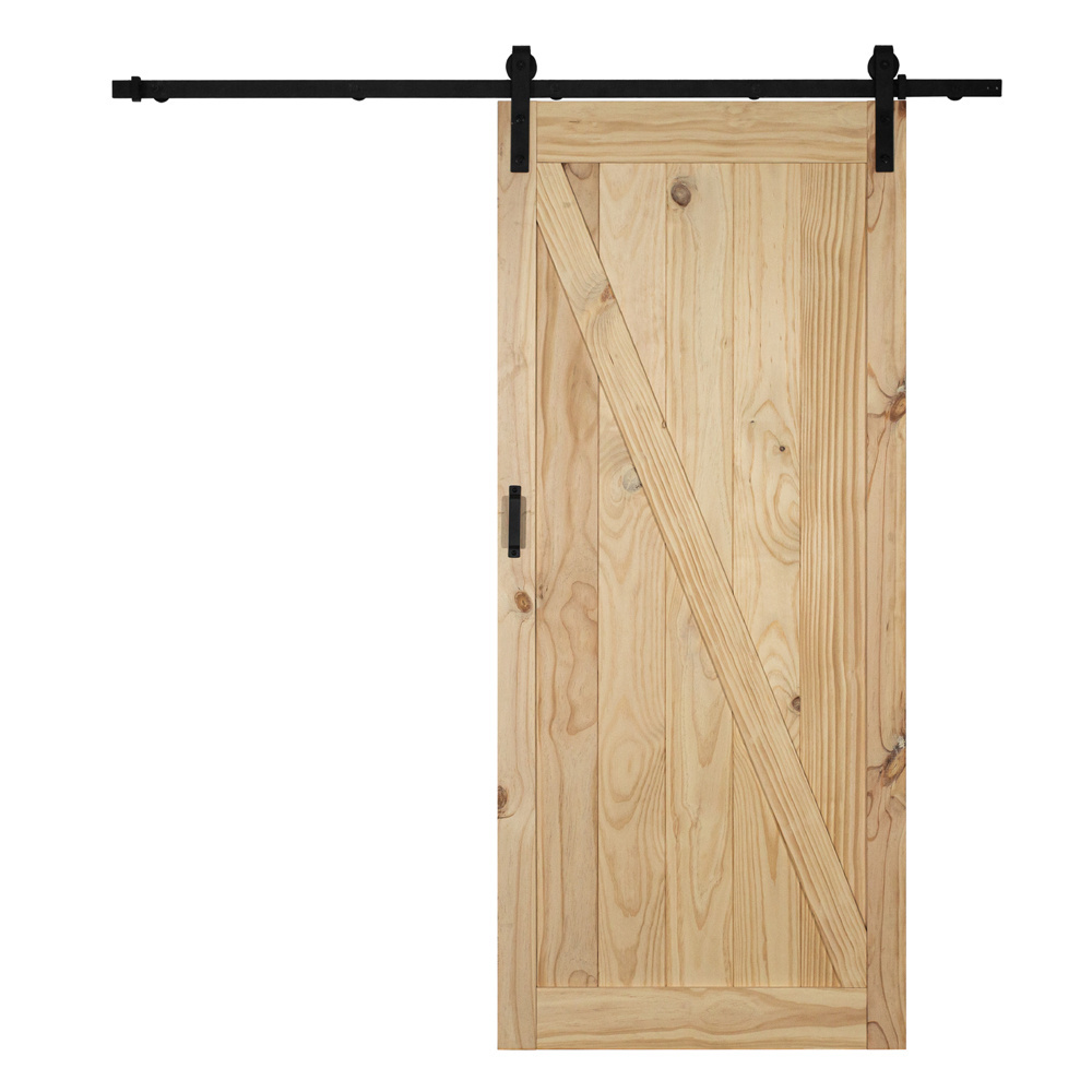 indoor furniture Z style clear paint Barn door pine door with handle and accessories