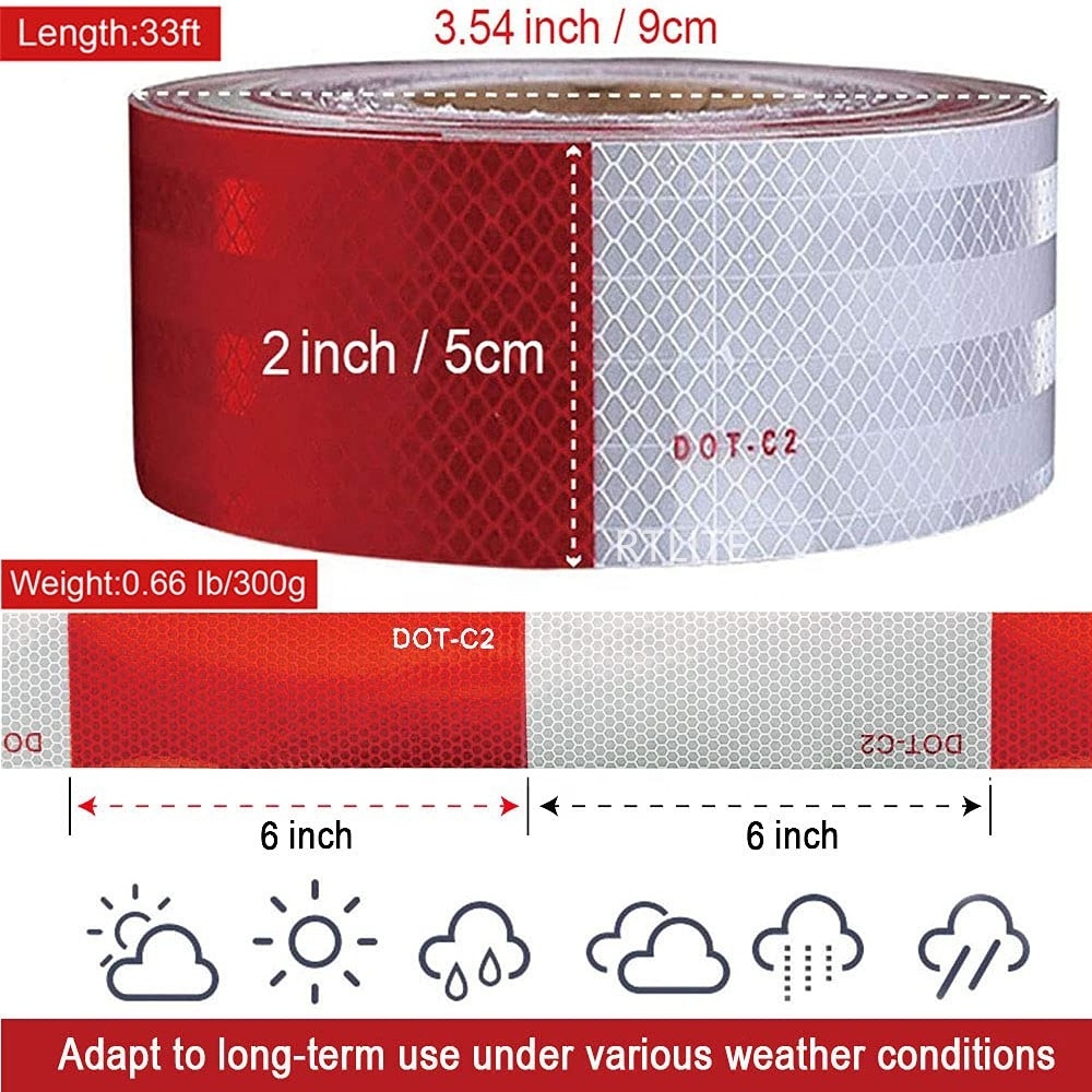 Conspicuity Warning Sticker Self Adhesive Reflective Tape 893D Red White Truck Reflective Tape