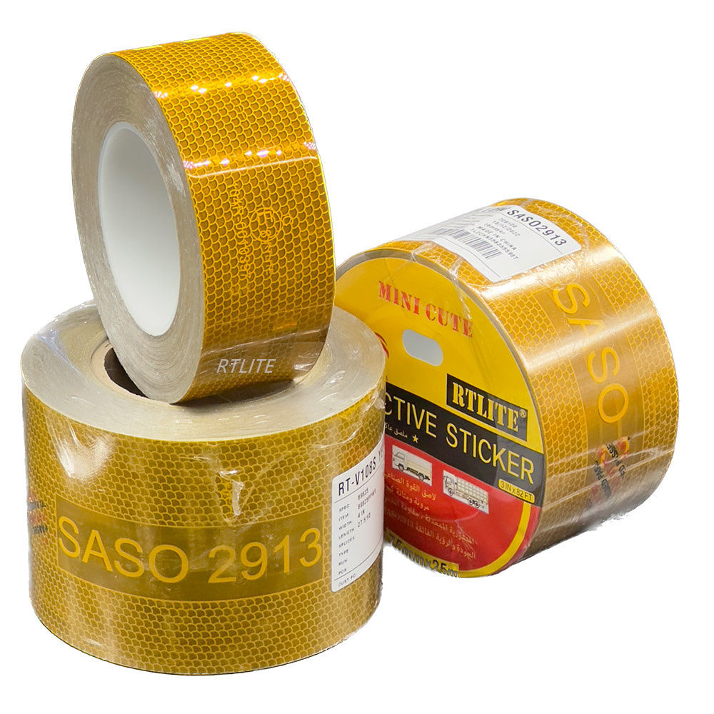 3INCH SASO 2913 Reflector Tape Conspicuous Reflective Sticker Metallized Aluminized for Saudi Arabia